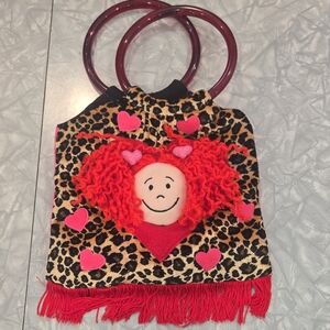 Jellycat Leopard‎ Print Kids Bag with Red and Pink Accents